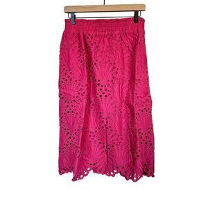 Andie The Mona Eyelet Skirt Rosette Pink Women's Size Medium Casual Boho Summer